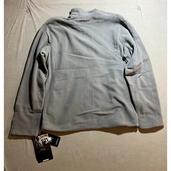 Spyder Fleece Jacket Adult Medium Gray Long Sleeve Full Zip Knit Sweatshirt Mens - Picture 10 of 14